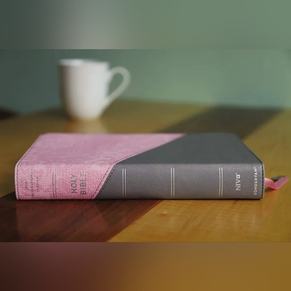 NIV, Personal Size Bible, Large Print, Leathersoft, Pink/Gray, Red Letter, Comfo - Picture 5 of 5